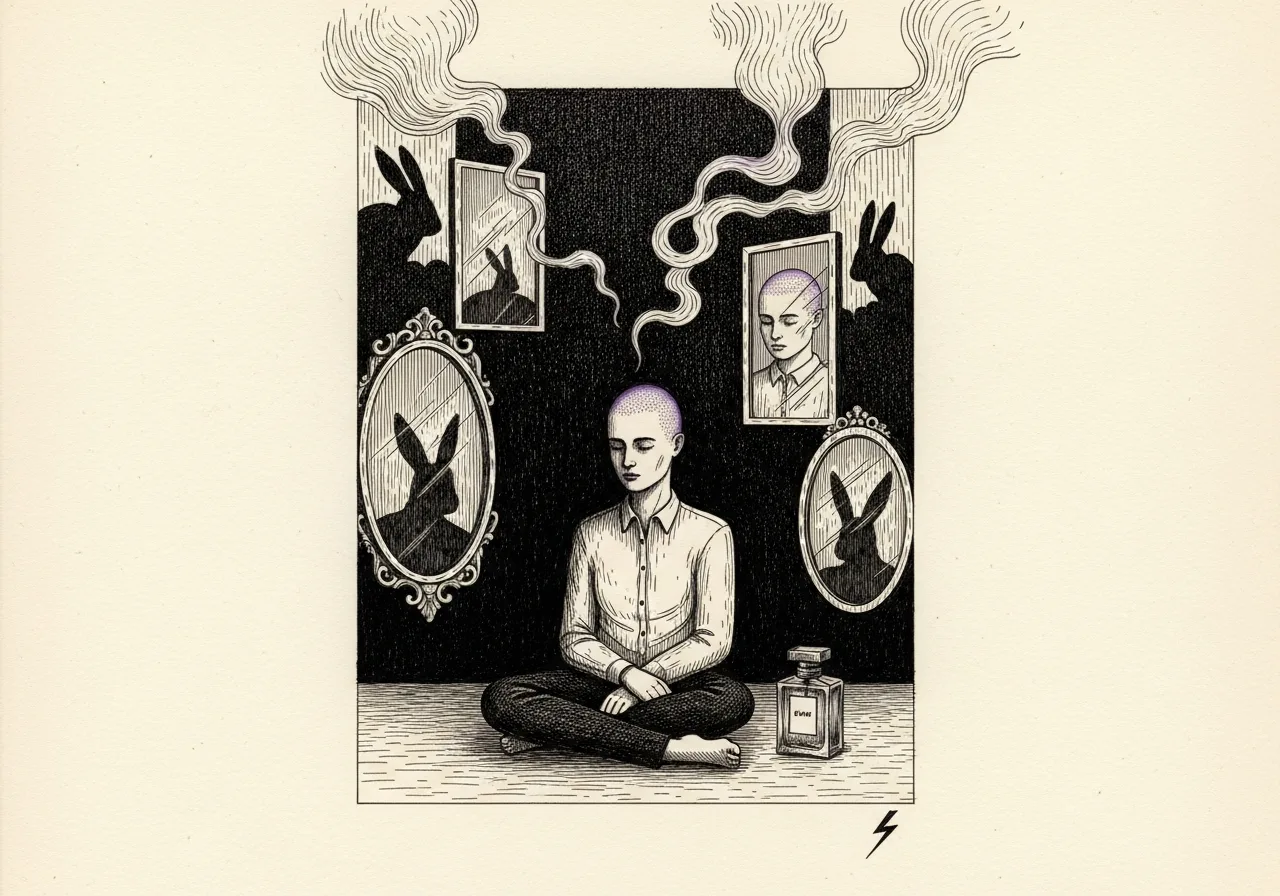 An etched pen-and-ink illustration with a purple accent, evoking "There is much more".