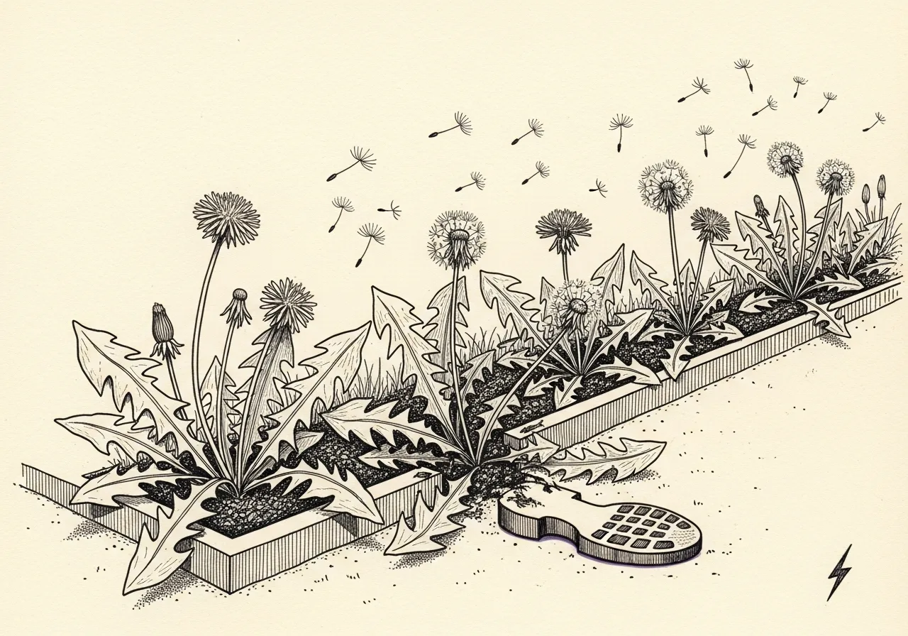An etched pen-and-ink illustration with a purple accent, evoking "Border control.".