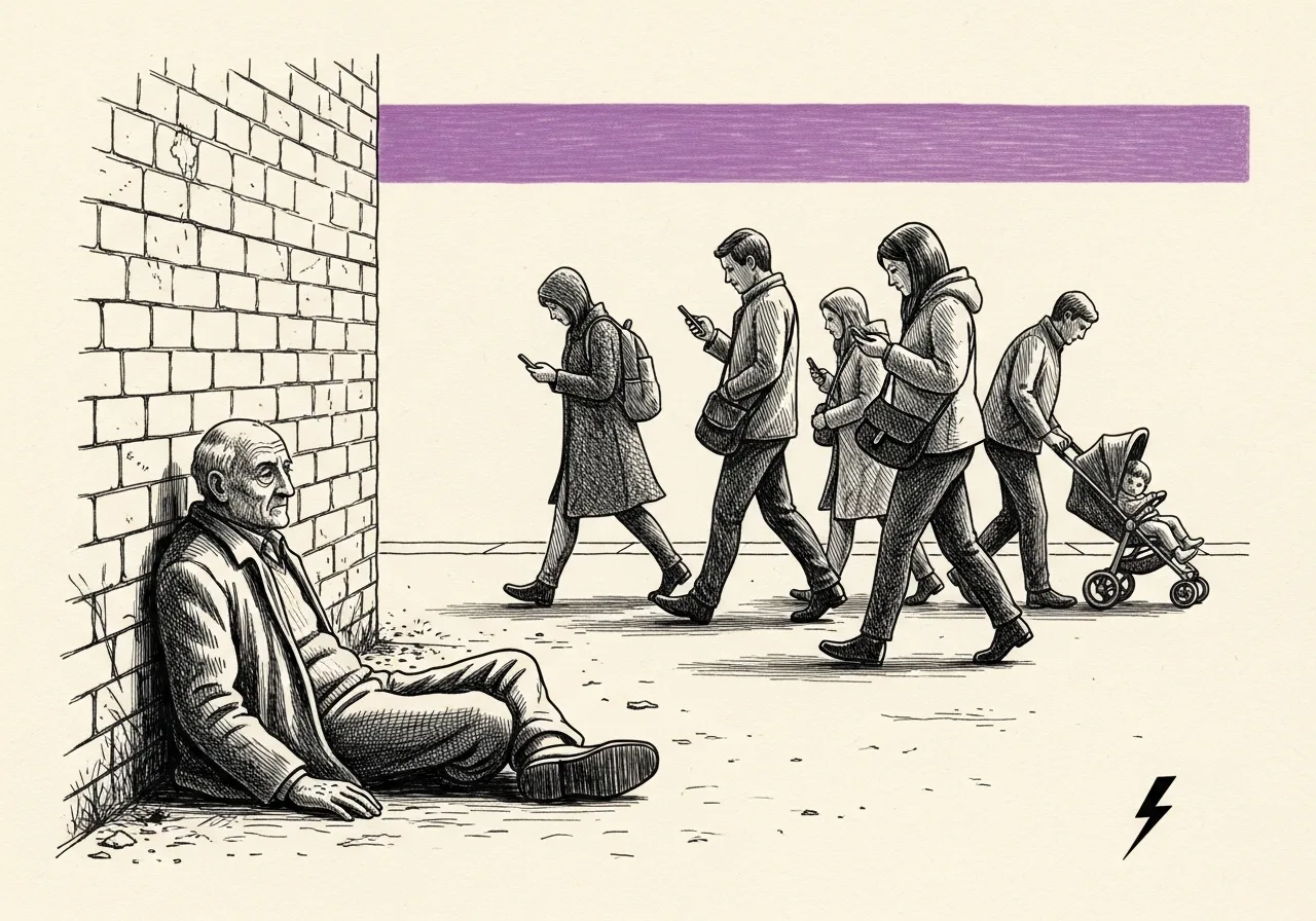 An etched pen-and-ink illustration with a purple accent, evoking "It was not wisdom".