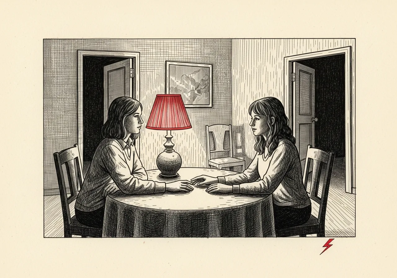 An etched pen-and-ink illustration with a red accent, evoking "Love is more than passion".