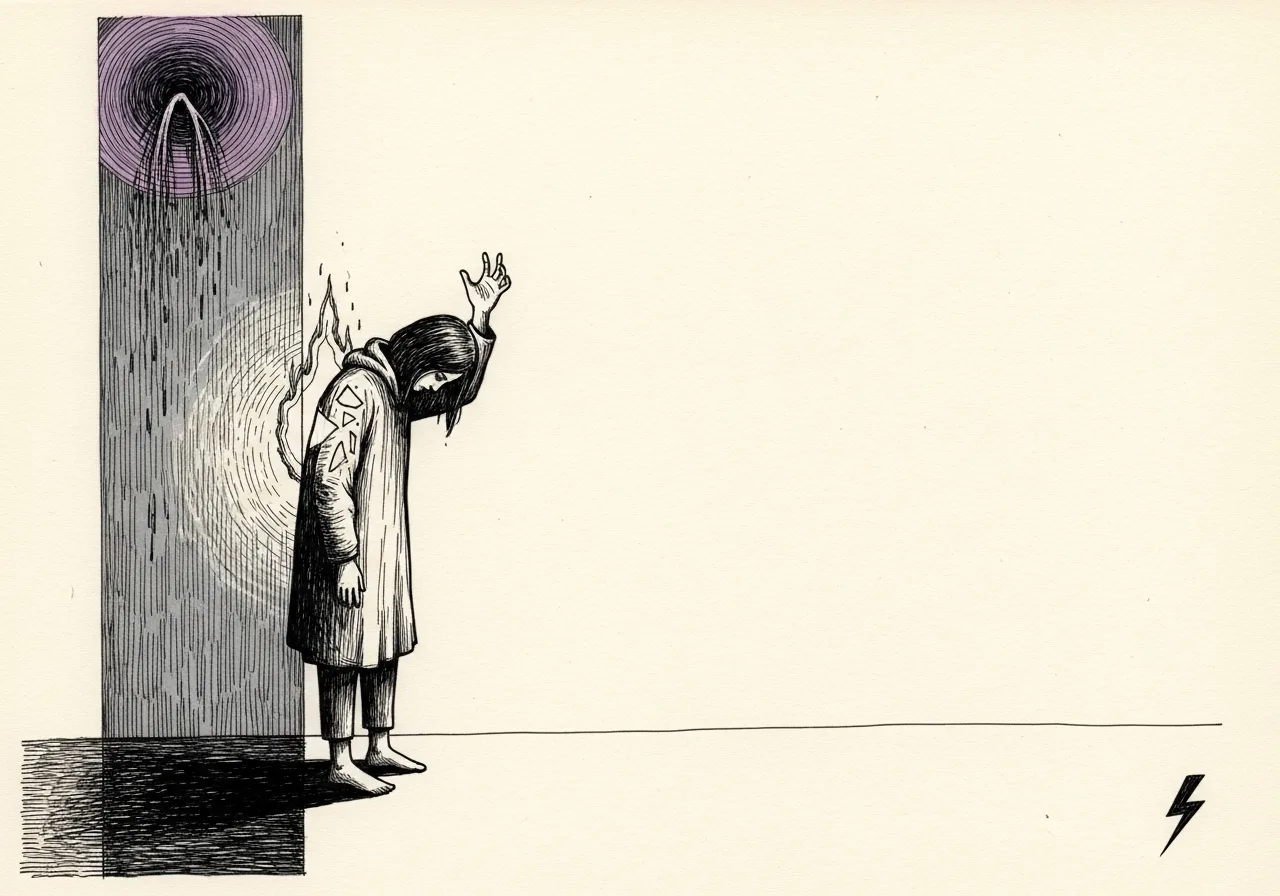 An etched pen-and-ink illustration with a purple accent, evoking "Where are you".