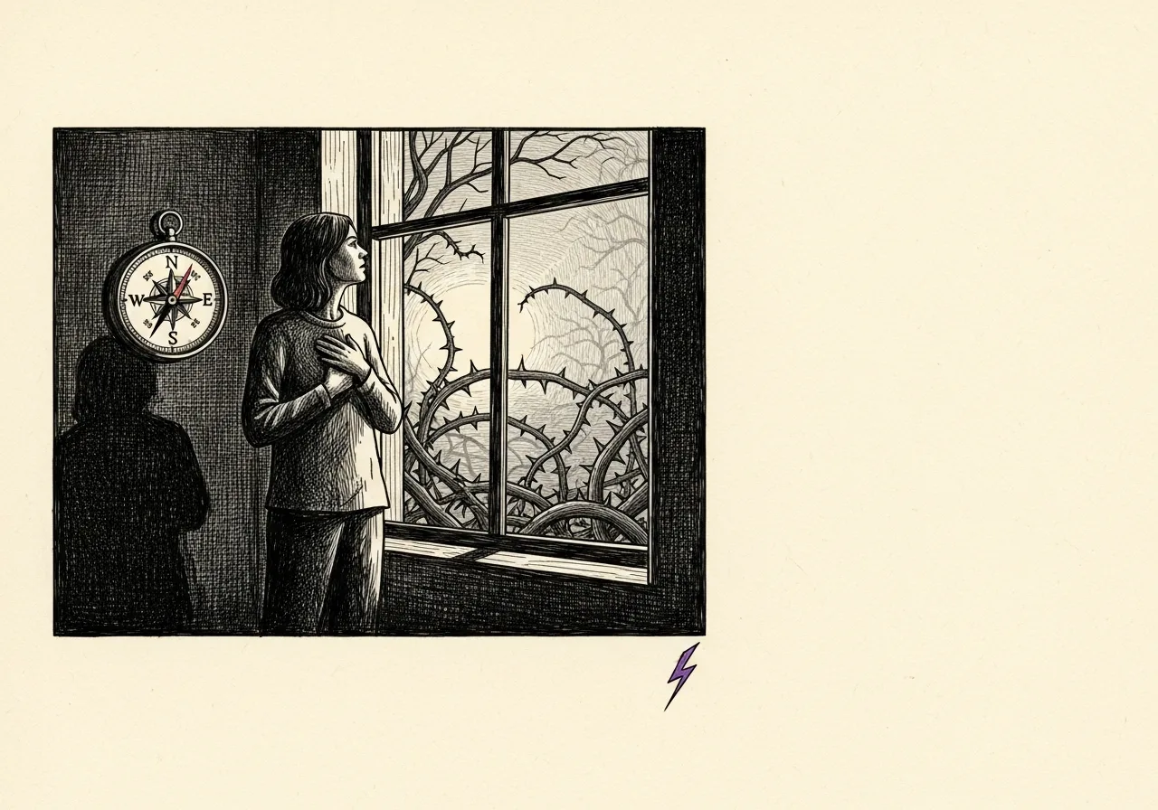 An etched pen-and-ink illustration with a purple accent, evoking "There is no football to watch this morning but I am up anyway.".