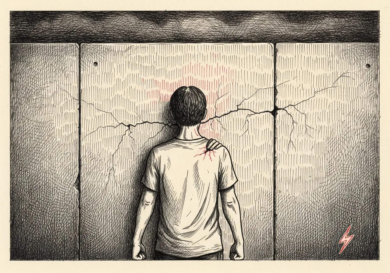 An etched pen-and-ink illustration with a red accent, evoking "What of the gentle simmer?".