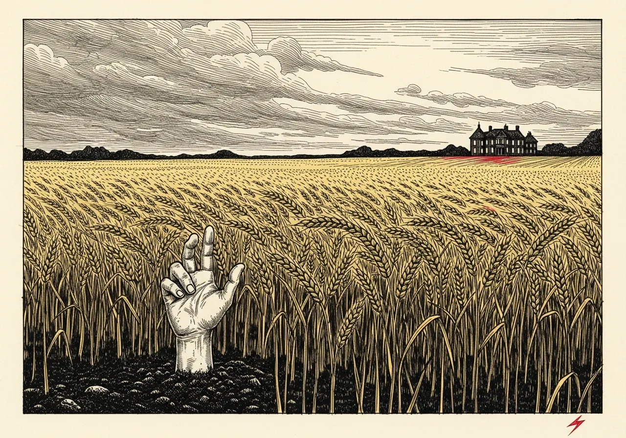 An etched pen-and-ink illustration with a red accent, evoking "We are the heartbeat,".